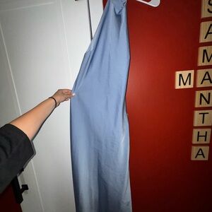 Elegant Blue Open Back Women's Dress